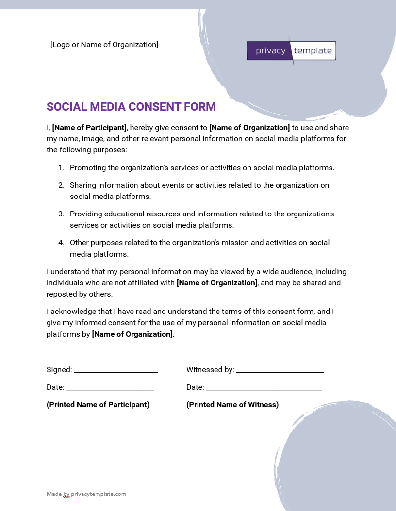 Social Media Consent Form